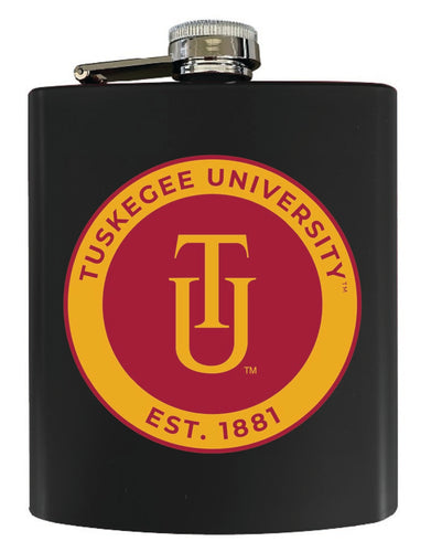 Tuskegee University 7 oz Steel Flask Matte Finish Black Officially Licensed Collegiate Product 4-Pack