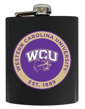 Load image into Gallery viewer, Western Carolina University 7 oz Steel Flask Matte Finish Black Officially Licensed Collegiate Product 4-Pack
