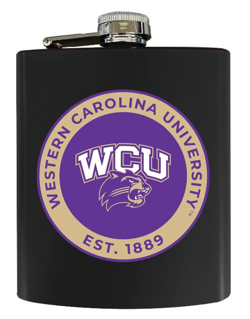 Western Carolina University 7 oz Steel Flask Matte Finish Black Officially Licensed Collegiate Product 4-Pack