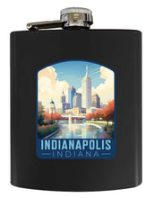 Load image into Gallery viewer, Indianapolis Indiana Design A Souvenir 7 oz Steel Flask Matte Finish Black 2-Pack
