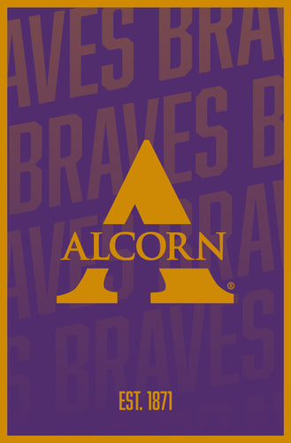 Alcorn State Braves Vintage College Poster Officially Licensed Collegiate Product 16 x 24-Inches