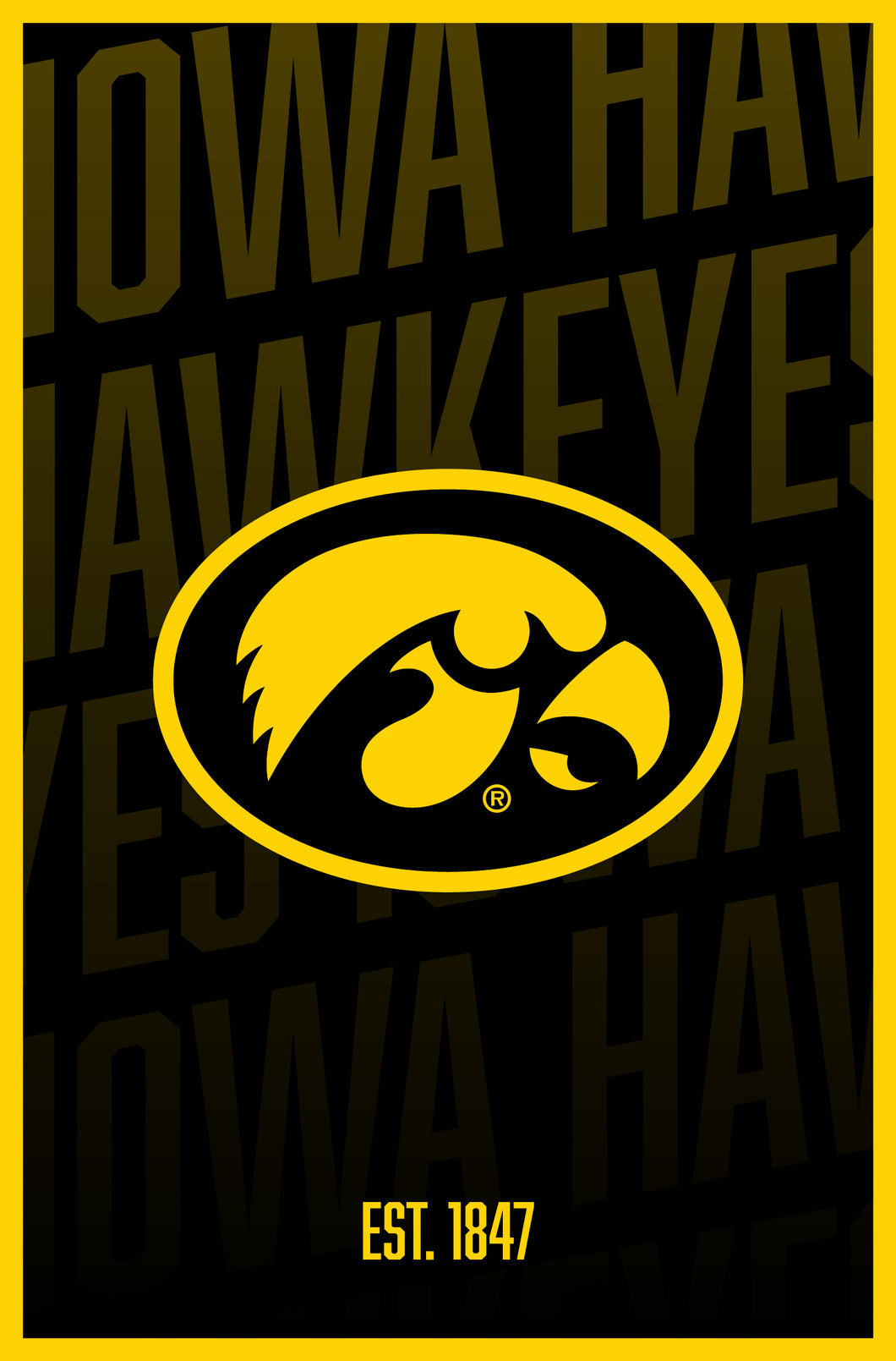 Iowa Hawkeyes Vintage College Poster Officially Licensed Collegiate Product 16 x 24-Inches