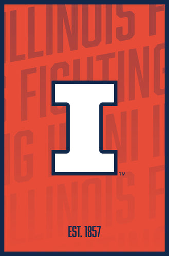 Illinois Fighting Illini Vintage College Poster Officially Licensed Collegiate Product 11 x 14-Inches