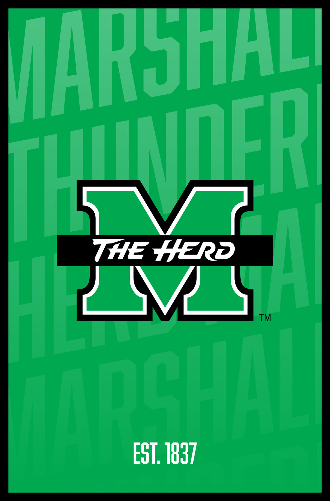 Marshall Thundering Herd Vintage College Poster Officially Licensed Collegiate Product 16 x 24-Inches