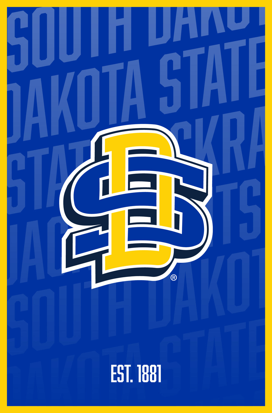 South Dakota State Jackrabbits Vintage College Poster Officially Licensed Collegiate Product 16 x 24-Inches