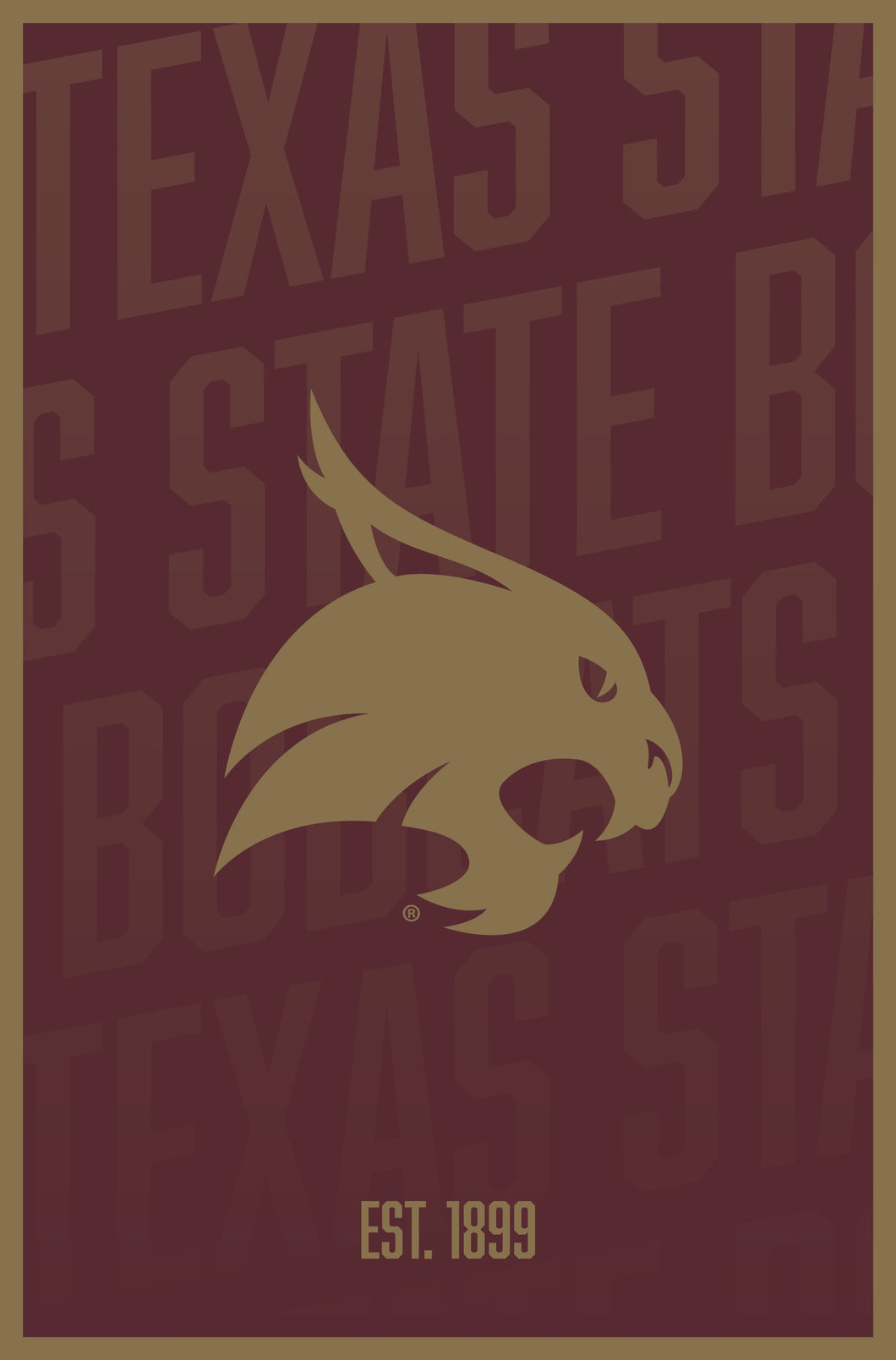 Texas State Bobcats Vintage College Poster Officially Licensed Collegiate Product 8 x 10-Inches