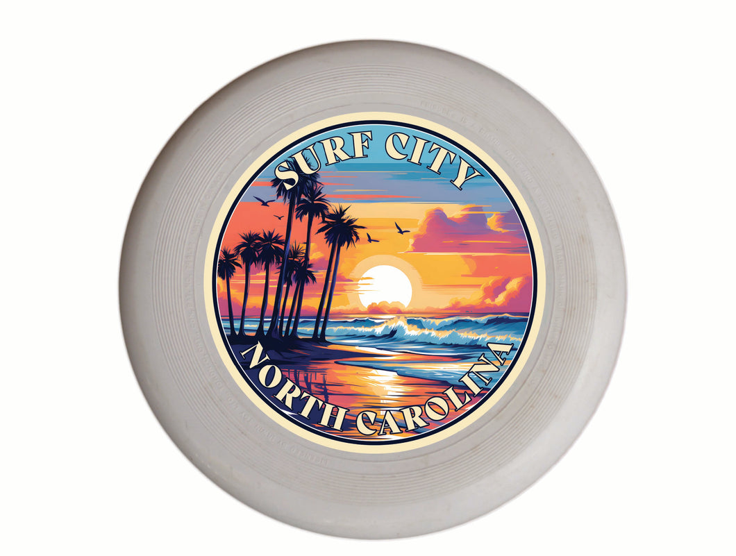 Surf City North Carolina Palm Sunset Design Souvenir Frisbee Flying Disc 2-Pack