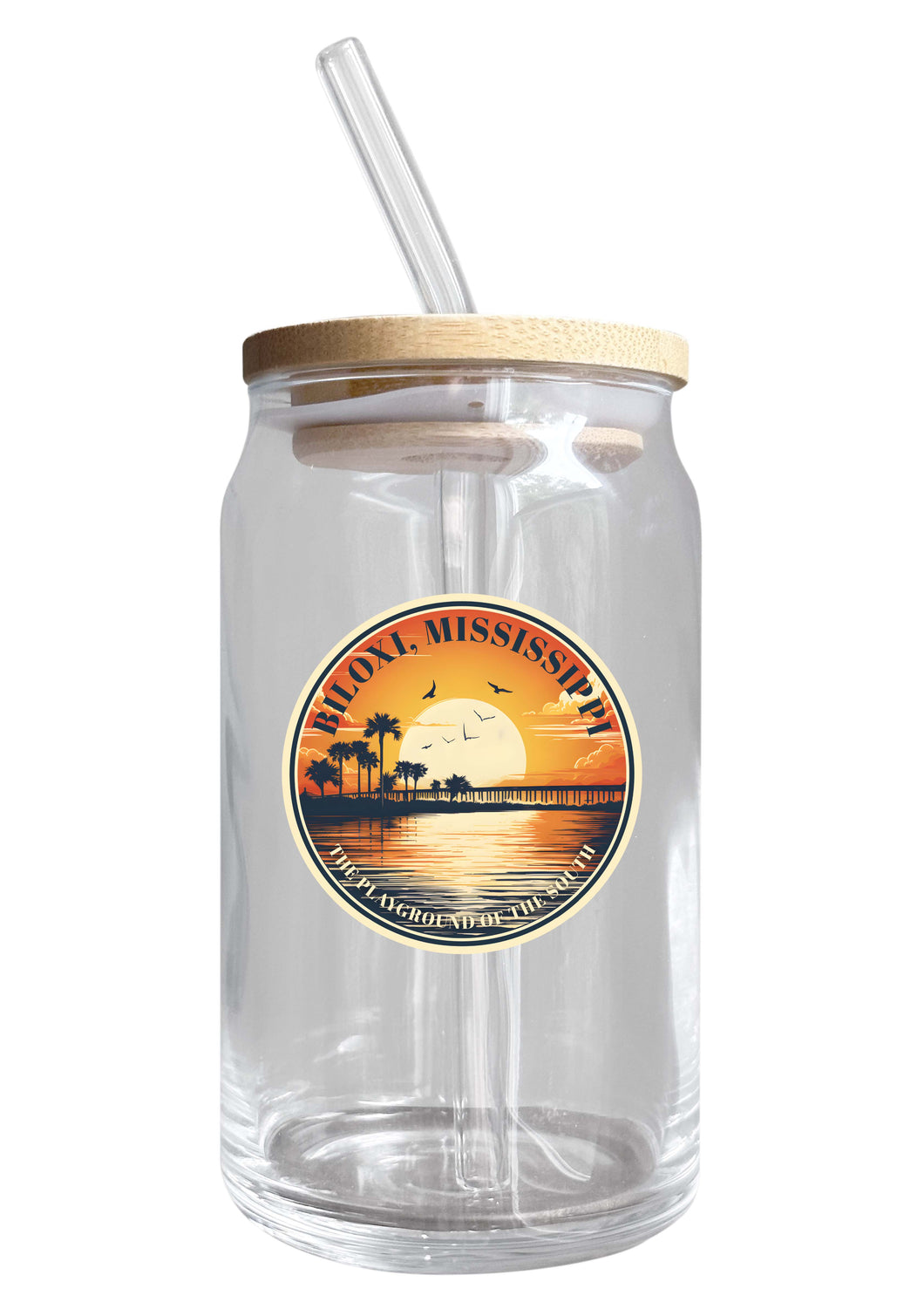 Biloxi Mississippi Design A Souvenir 12 oz Beer Can Glass 4-Pack