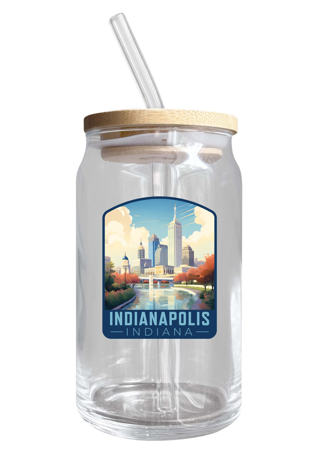 Indianapolis Indiana Design A Souvenir 12 oz Beer Can Glass 4-Pack