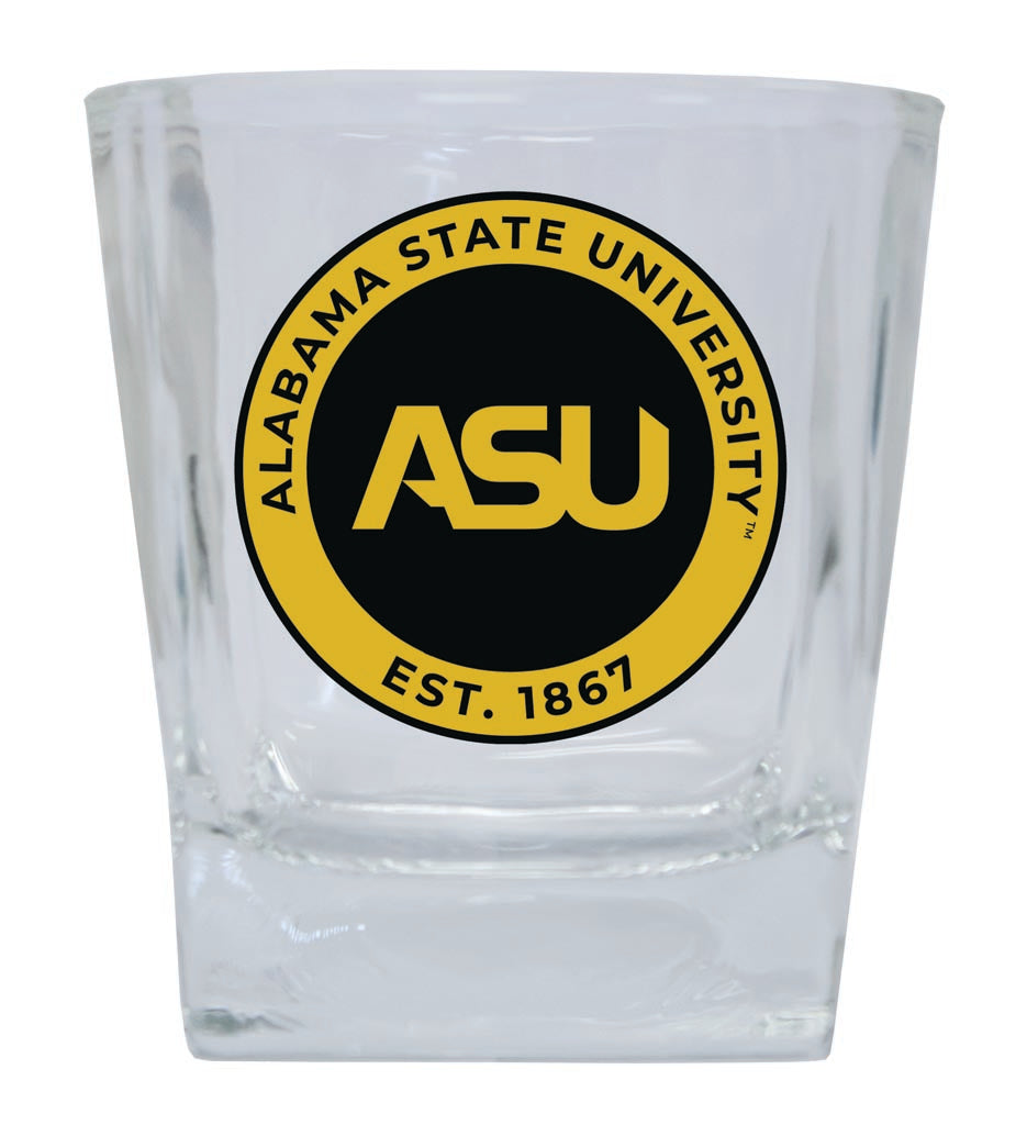 Alabama State University 10 oz Whiskey Rocks Glass Circle Design Officially Licensed Collegiate Product