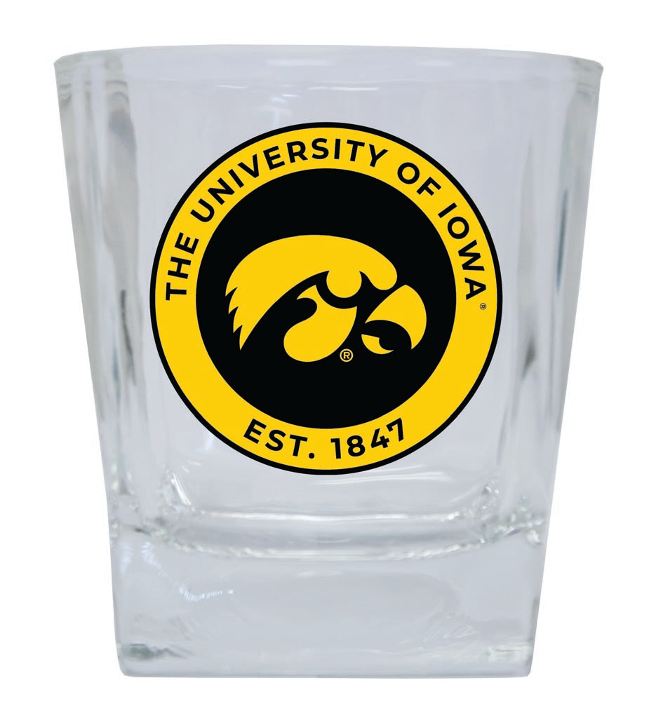 Iowa Hawkeyes 10 oz Whiskey Rocks Glass Circle Design Officially Licensed Collegiate Product 