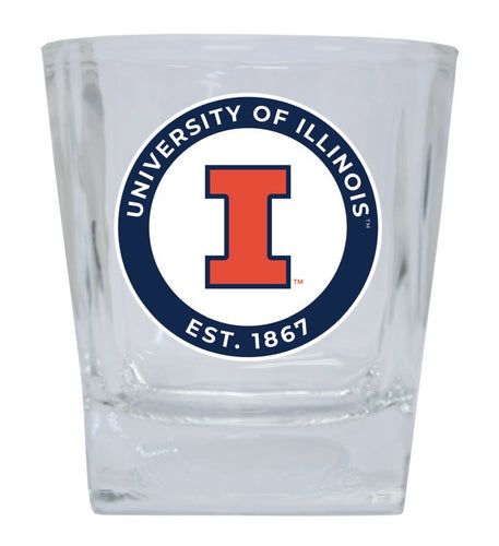 Illinois Fighting Illini 10 oz Whiskey Rocks Glass Circle Design Officially Licensed Collegiate Product 