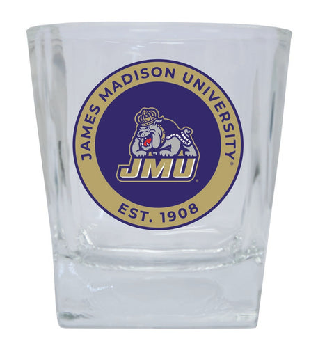 James Madison Dukes 10 oz Whiskey Rocks Glass Circle Design Officially Licensed Collegiate Product 