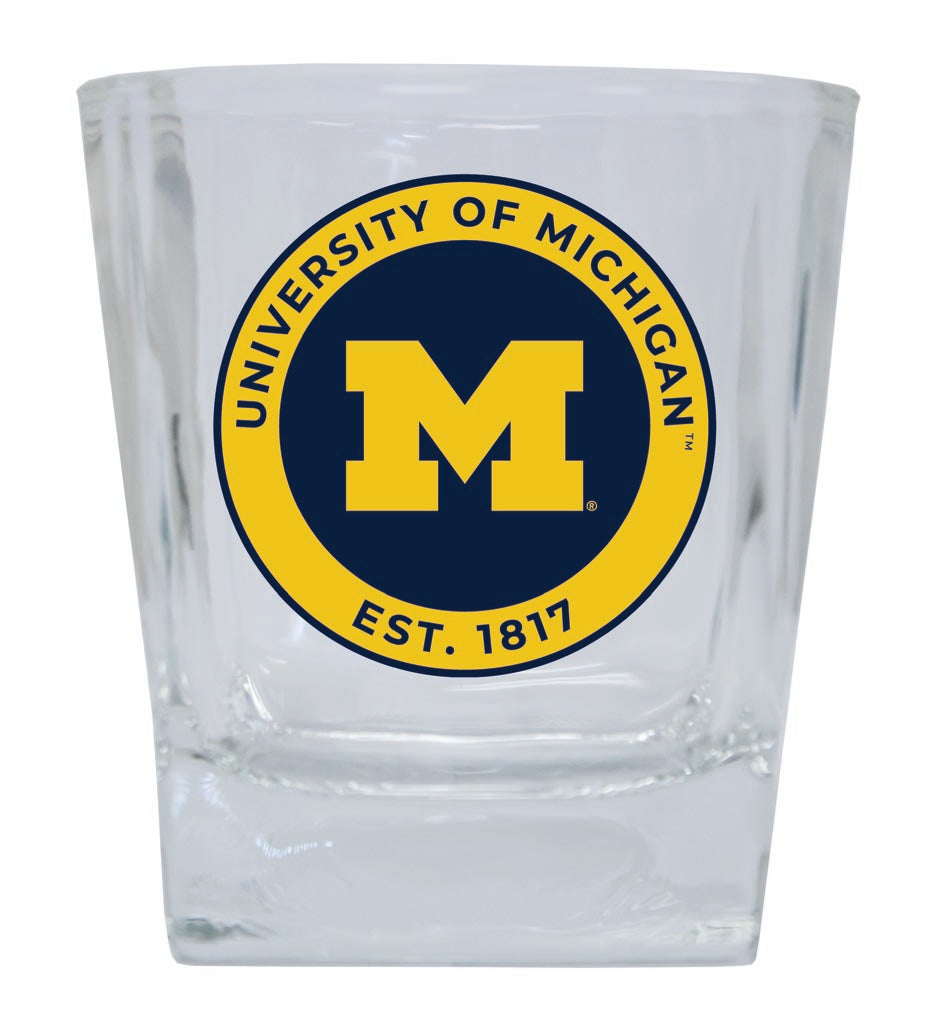 Michigan Wolverines 10 oz Whiskey Rocks Glass Circle Design Officially Licensed Collegiate Product