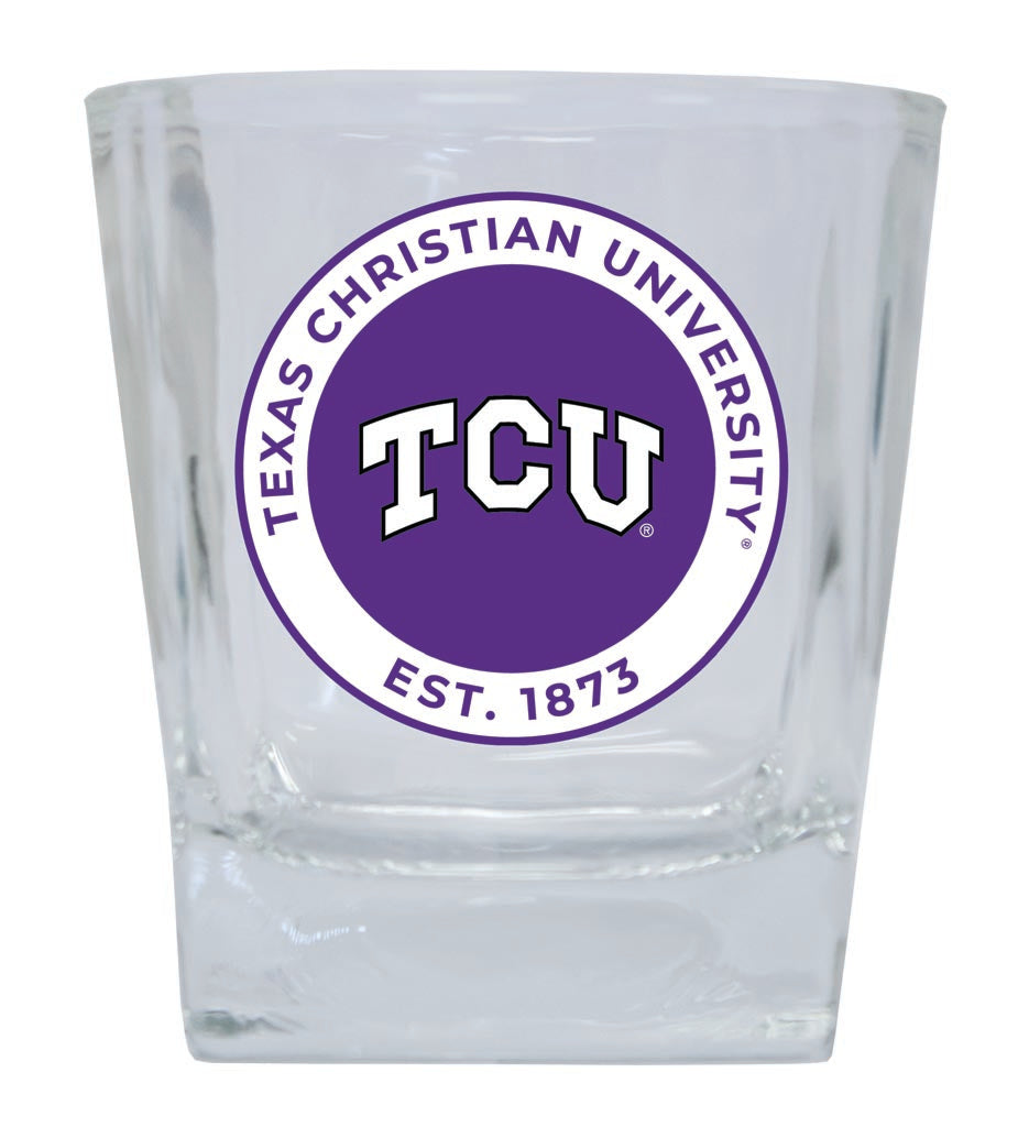 Texas Christian University 10 oz Whiskey Rocks Glass Circle Design Officially Licensed Collegiate Product 