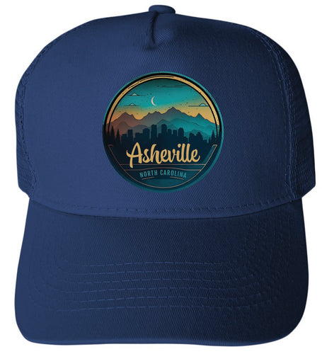 Asheville North Carolina Design A Navy Unisex Mesh Back Trucker Hat with Adjustable Snapback 4-Pack