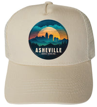 Load image into Gallery viewer, Asheville North Carolina Design B Unisex Mesh Back Trucker Hat with Adjustable Snapback
