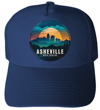 Load image into Gallery viewer, Asheville North Carolina Design B Unisex Mesh Back Trucker Hat with Adjustable Snapback
