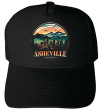 Load image into Gallery viewer, Asheville North Carolina Design C Unisex Mesh Back Trucker Hat with Adjustable Snapback
