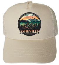 Load image into Gallery viewer, Asheville North Carolina Design C Unisex Mesh Back Trucker Hat with Adjustable Snapback
