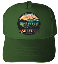 Load image into Gallery viewer, Asheville North Carolina Design C Unisex Mesh Back Trucker Hat with Adjustable Snapback
