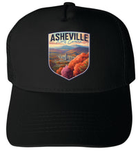 Load image into Gallery viewer, Asheville North Carolina Design D Unisex Mesh Back Trucker Hat with Adjustable Snapback
