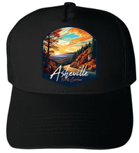 Load image into Gallery viewer, Asheville North Carolina Design E Unisex Mesh Back Trucker Hat with Adjustable Snapback
