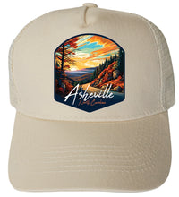 Load image into Gallery viewer, Asheville North Carolina Design E Unisex Mesh Back Trucker Hat with Adjustable Snapback
