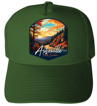 Load image into Gallery viewer, Asheville North Carolina Design E Unisex Mesh Back Trucker Hat with Adjustable Snapback
