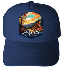 Load image into Gallery viewer, Asheville North Carolina Design E Navy Unisex Mesh Back Trucker Hat with Adjustable Snapback 4-Pack
