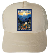 Load image into Gallery viewer, Asheville North Carolina Design F Unisex Mesh Back Trucker Hat with Adjustable Snapback
