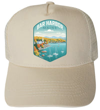 Load image into Gallery viewer, Bar Harbor Maine Design A Unisex Mesh Back Trucker Hat with Adjustable Snapback
