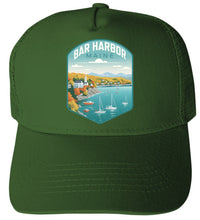 Load image into Gallery viewer, Bar Harbor Maine Design A Unisex Mesh Back Trucker Hat with Adjustable Snapback
