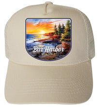 Load image into Gallery viewer, Bar Harbor Maine Design B Unisex Mesh Back Trucker Hat with Adjustable Snapback
