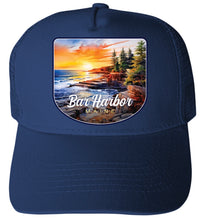 Load image into Gallery viewer, Bar Harbor Maine Design B Unisex Mesh Back Trucker Hat with Adjustable Snapback
