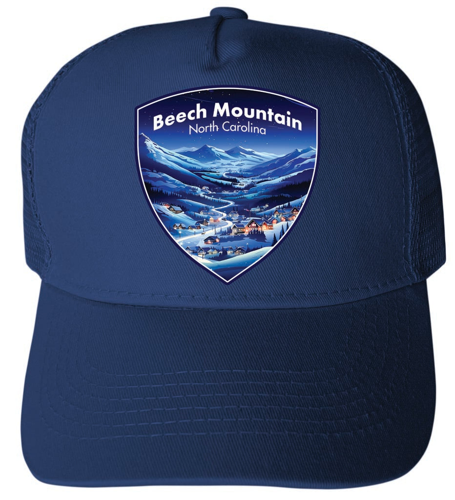 Beech Mountain North Carolina Design A Navy Unisex Mesh Back Trucker Hat with Adjustable Snapback 2-Pack