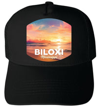 Load image into Gallery viewer, Biloxi Mississippi Design B Unisex Mesh Back Trucker Hat with Adjustable Snapback
