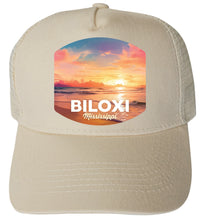 Load image into Gallery viewer, Biloxi Mississippi Design B Unisex Mesh Back Trucker Hat with Adjustable Snapback
