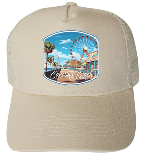 Carolina Beach North Carolina Design A Cream Unisex Mesh Back Trucker Hat with Adjustable Snapback 4-Pack