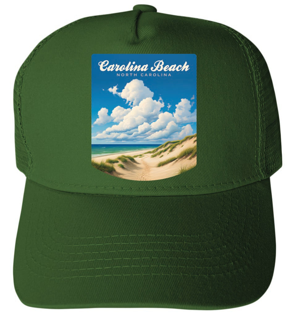 Carolina Beach North Carolina Design B Green Unisex Mesh Back Trucker Hat with Adjustable Snapback 4-Pack