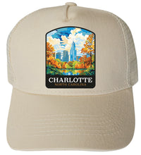 Load image into Gallery viewer, Charlotte North Carolina Design A  Unisex Mesh Back Trucker Hat with Adjustable Snapback
