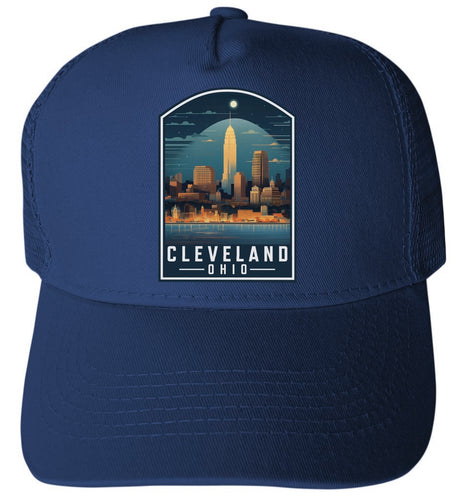 Cleveland Ohio Design A Navy Unisex Mesh Back Trucker Hat with Adjustable Snapback 4-Pack