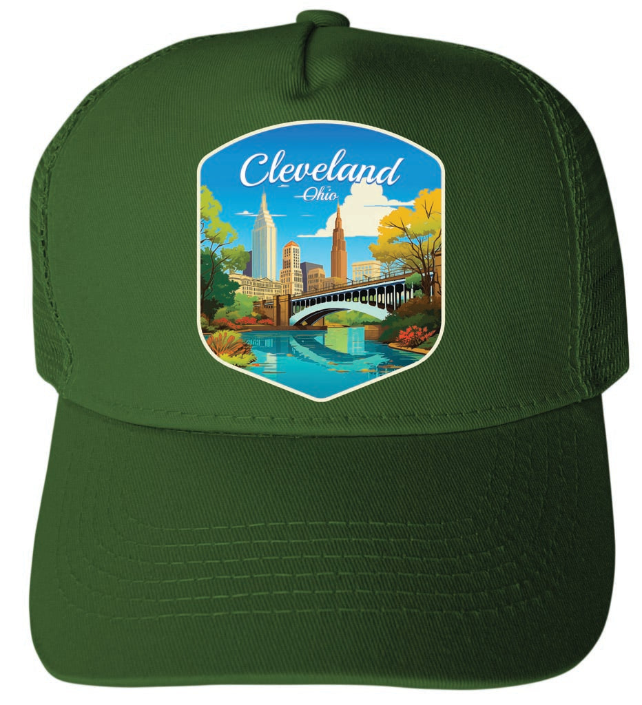 Cleveland Ohio Design B Green Unisex Mesh Back Trucker Hat with Adjustable Snapback 2-Pack