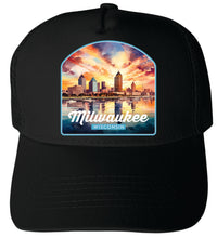 Load image into Gallery viewer, Milwaukee Wisconsin Design A  Unisex Mesh Back Trucker Hat with Adjustable Snapback
