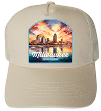 Load image into Gallery viewer, Milwaukee Wisconsin Design A  Unisex Mesh Back Trucker Hat with Adjustable Snapback
