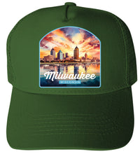 Load image into Gallery viewer, Milwaukee Wisconsin Design A  Unisex Mesh Back Trucker Hat with Adjustable Snapback
