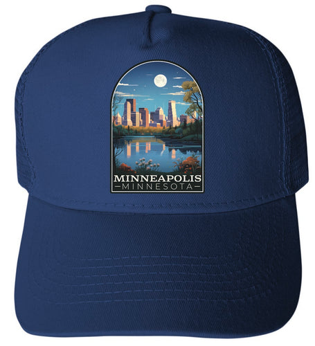 Minneapolis Minnesota Design C Navy Unisex Mesh Back Trucker Hat with Adjustable Snapback 4-Pack