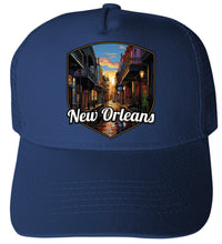 Load image into Gallery viewer, New Orleans Louisiana Design A Navy Unisex Mesh Back Trucker Hat with Adjustable Snapback 4-Pack
