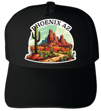 Load image into Gallery viewer, Phoenix Arizona Design A  Unisex Mesh Back Trucker Hat with Adjustable Snapback
