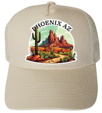 Load image into Gallery viewer, Phoenix Arizona Design A  Unisex Mesh Back Trucker Hat with Adjustable Snapback
